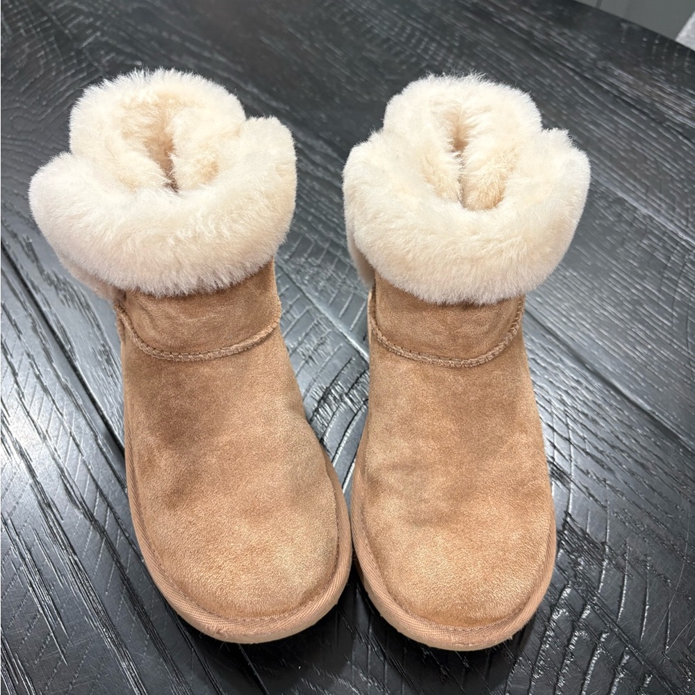 UGG Cream Suede Boots with Plush Lining